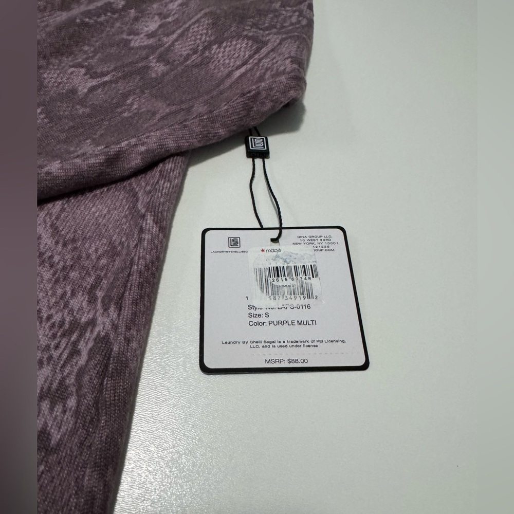 Laundry By Shelli Segal Purple Snakeskin Print Long Sleeve Top - Picture 5 of 9